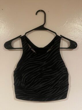 Lululemon Black Zebra-Print High Neck sports bra
